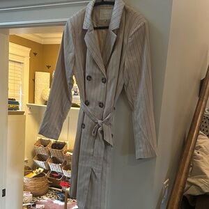 Elegant Striped Trench Coat
